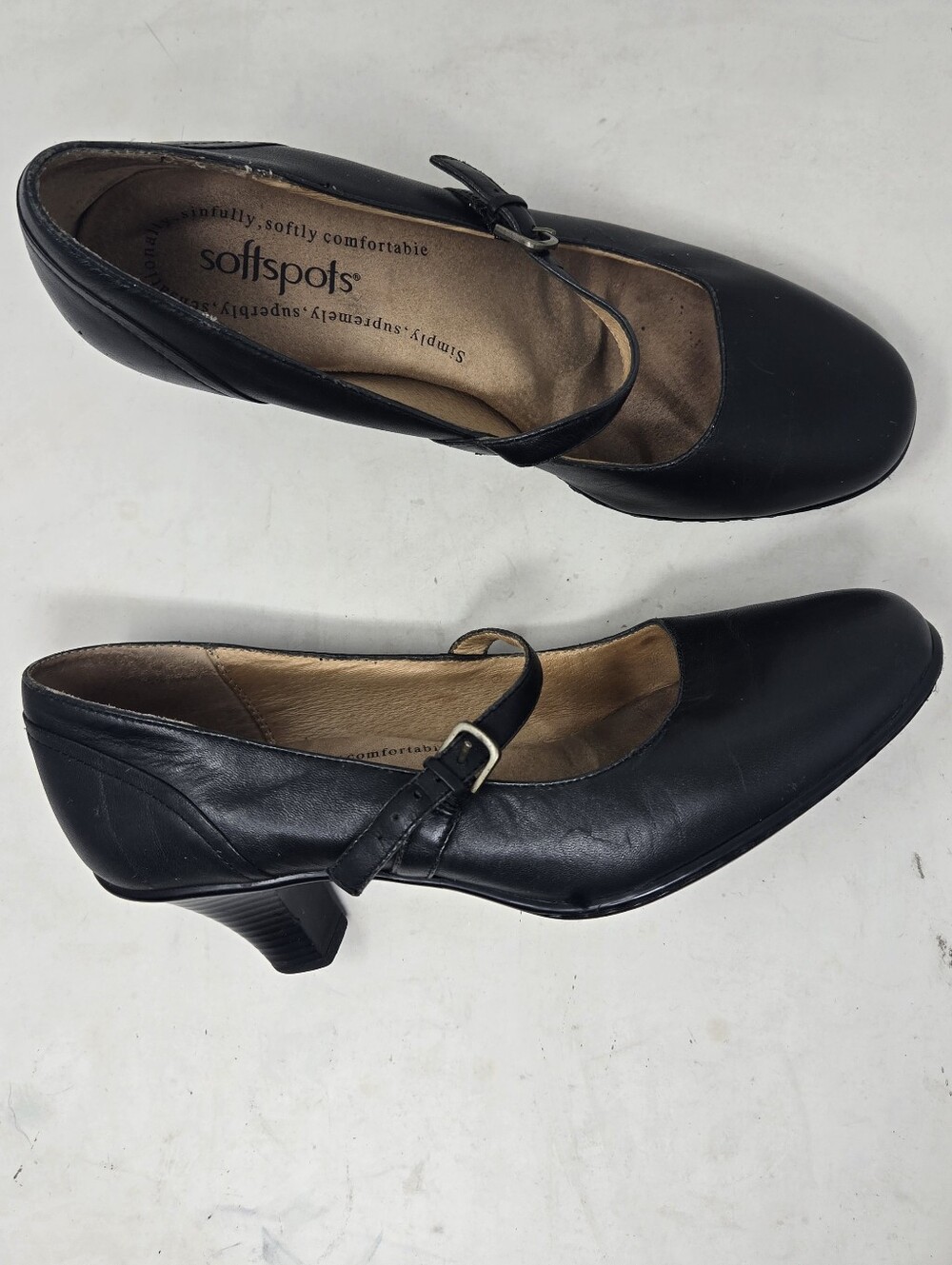 Softspots Black Mary Jane Slip on Round Toe Low Heel Pumps Women's Size 8M